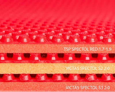 Сравнение формы и расположение шипов накладки Victas Spectol S2 и S3