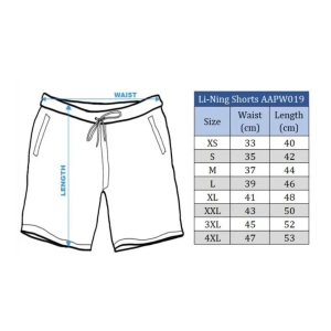 Размеры шорт Li-Ning AAPW019
