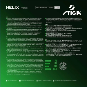 Упаковка накладки Stiga Helix Hybrid 55 обратная сторона с информацией